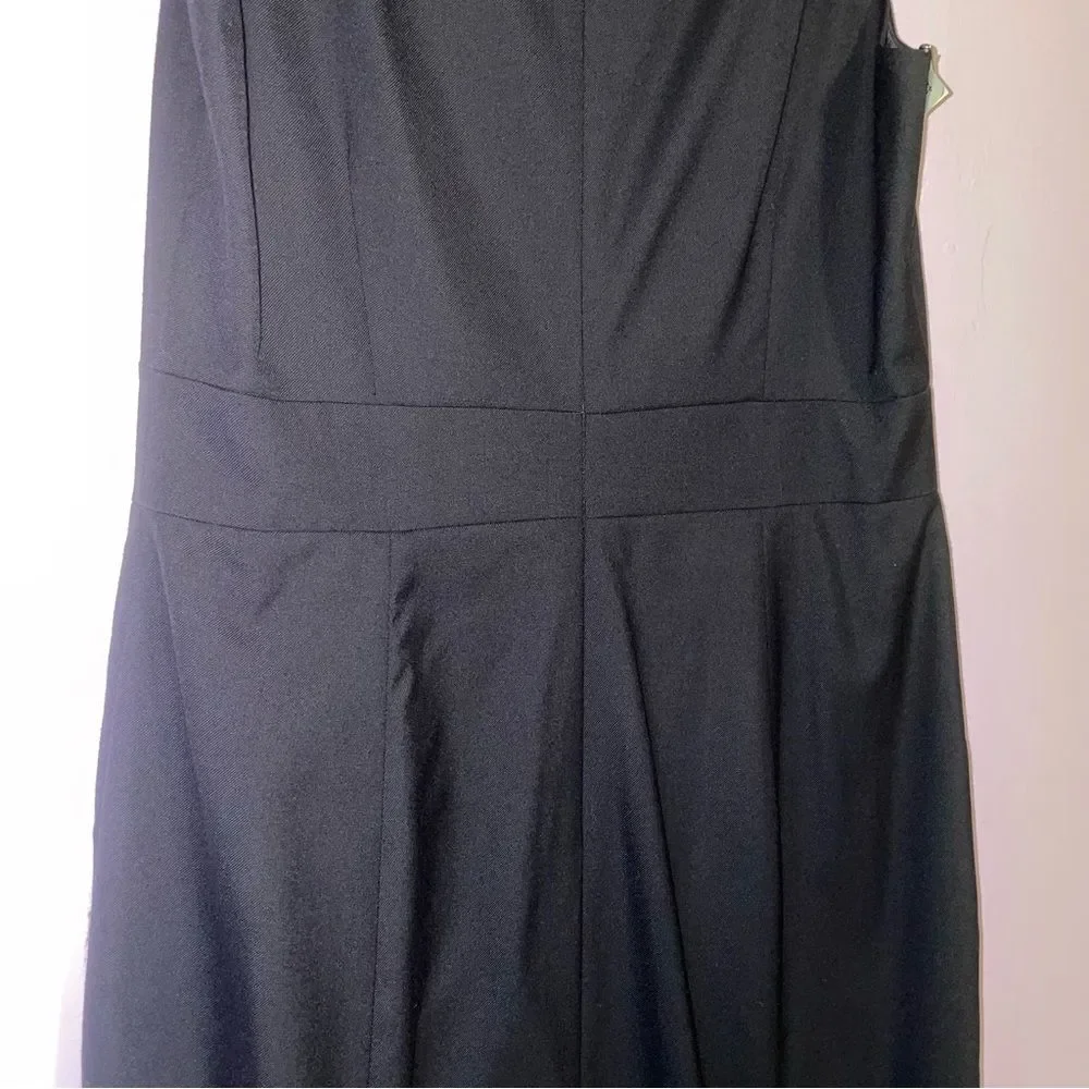 J Crew Size 10 Black Sheath Dress 100% Wool Sleeveless High Neck
